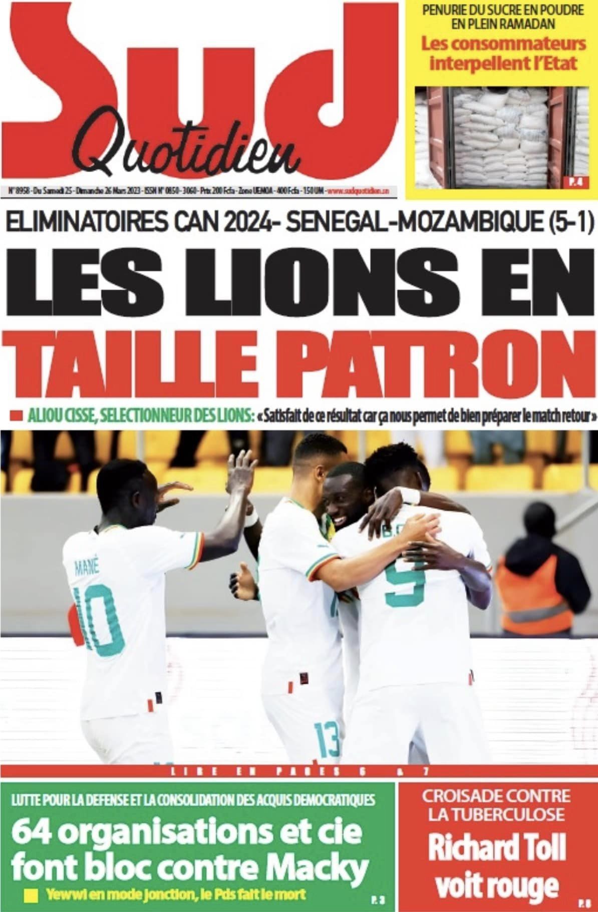 1 victoire des Lions du S n gal sur le Mozambique la UNE